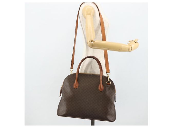 Céline Bolso CELINE Macadam Canvas PVC Cuero 2way Marrón Oro Auth 178176 Castaño Dorado - vue 24