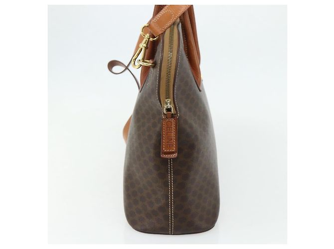 Céline Bolso CELINE Macadam Canvas PVC Cuero 2way Marrón Oro Auth 178176 Castaño Dorado - vue 3