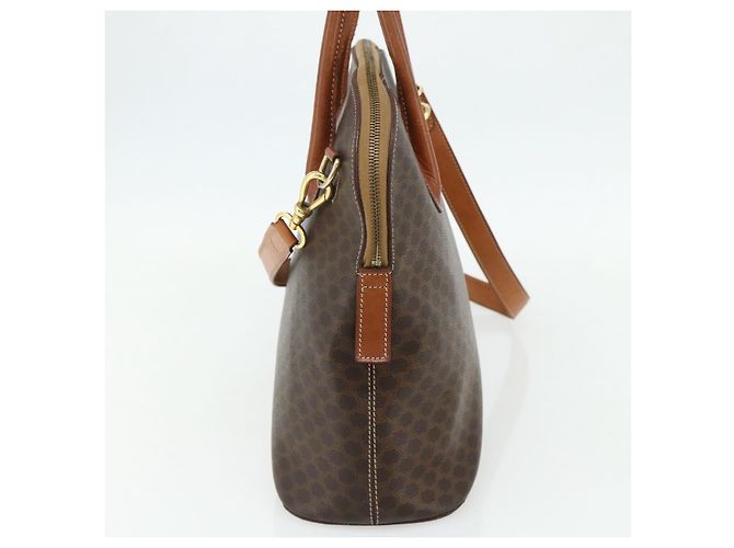 Céline Bolso CELINE Macadam Canvas PVC Cuero 2way Marrón Oro Auth 178176 Castaño Dorado - vue 4