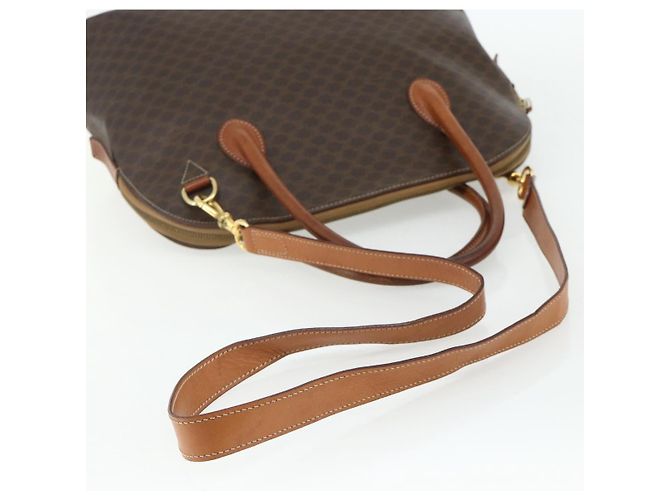 Céline Bolso CELINE Macadam Canvas PVC Cuero 2way Marrón Oro Auth 178176 Castaño Dorado - vue 8