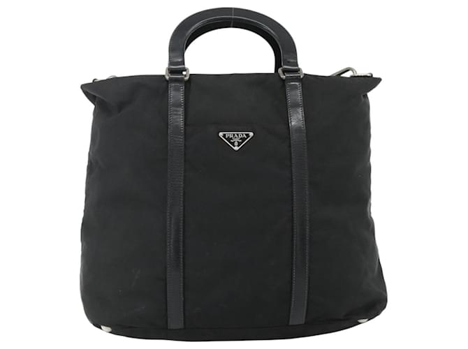 Borsa PRADA in Nylon 2way Nera Argento Auth 178940 Nero - vista 13