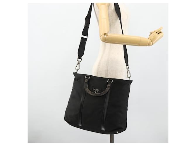 Borsa PRADA in Nylon 2way Nera Argento Auth 178940 Nero - vista 26