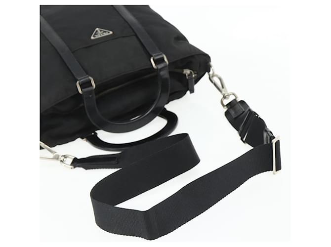 Borsa PRADA in Nylon 2way Nera Argento Auth 178940 Nero - vista 8