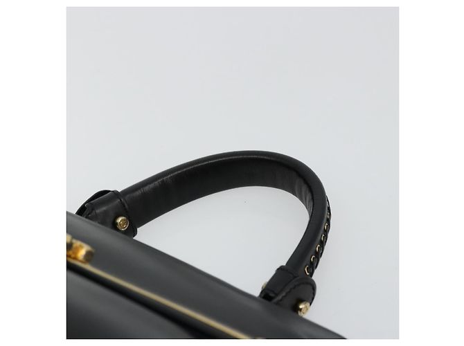 Salvatore Ferragamo Gancini Sofia Hand Bag Leather 2way Black Gold Auth 176789 Golden - view 14