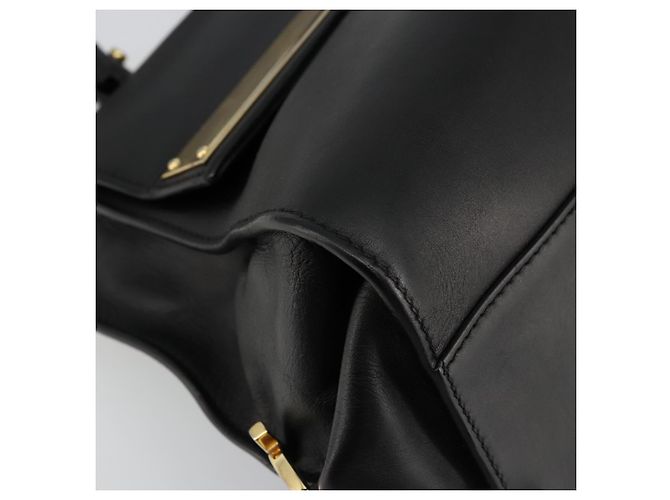 Salvatore Ferragamo Gancini Sofia Hand Bag Leather 2way Black Gold Auth 176789 Golden - view 16