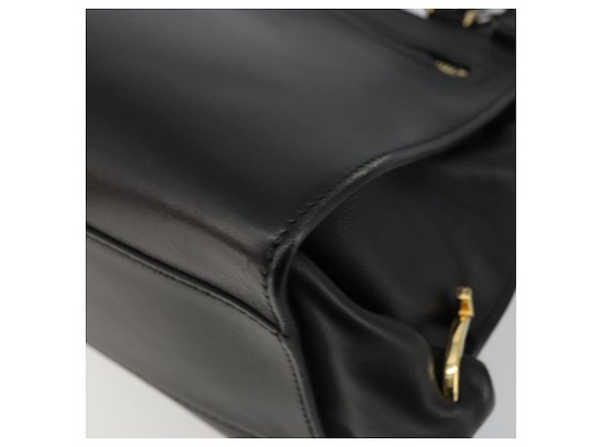 Salvatore Ferragamo Gancini Sofia Hand Bag Leather 2way Black Gold Auth 176789 Golden - view 17