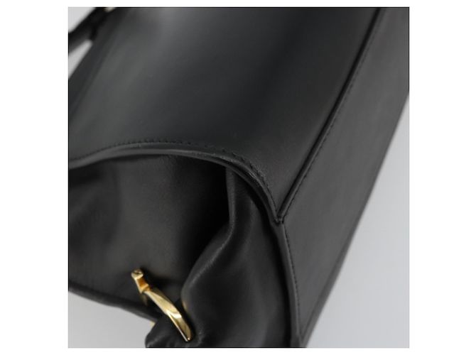 Salvatore Ferragamo Gancini Sofia Hand Bag Leather 2way Black Gold Auth 176789 Golden - view 18