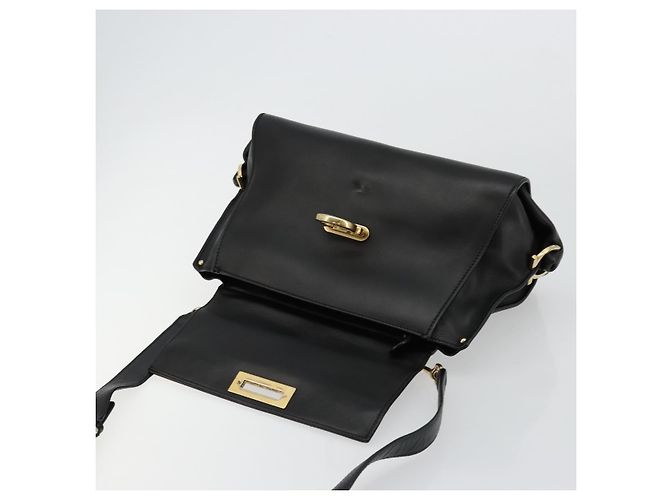 Salvatore Ferragamo Gancini Sofia Hand Bag Leather 2way Black Gold Auth 176789 Golden - view 20