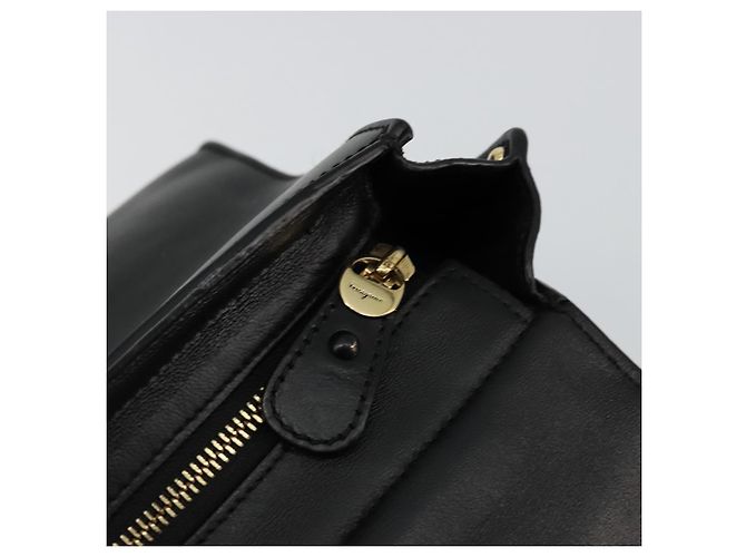 Salvatore Ferragamo Gancini Sofia Hand Bag Leather 2way Black Gold Auth 176789 Golden - view 22