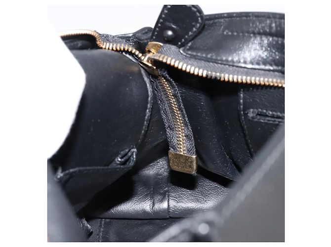 Salvatore Ferragamo Gancini Sofia Hand Bag Leather 2way Black Gold Auth 176789 Golden - view 24