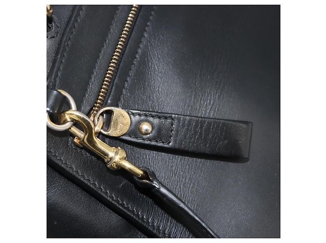 Salvatore Ferragamo Gancini Sofia Hand Bag Leather 2way Black Gold Auth 176789 Golden - view 28