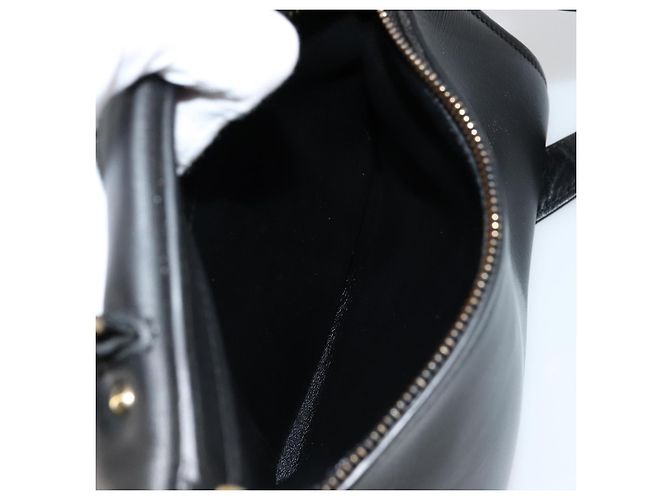 Salvatore Ferragamo Gancini Sofia Hand Bag Leather 2way Black Gold Auth 176789 Golden - view 29