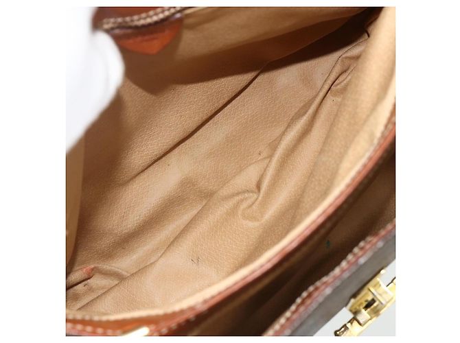 Céline Borsa CELINE Macadam Canvas PVC Pelle Marrone Oro Auth 179062 D'oro - vista 10