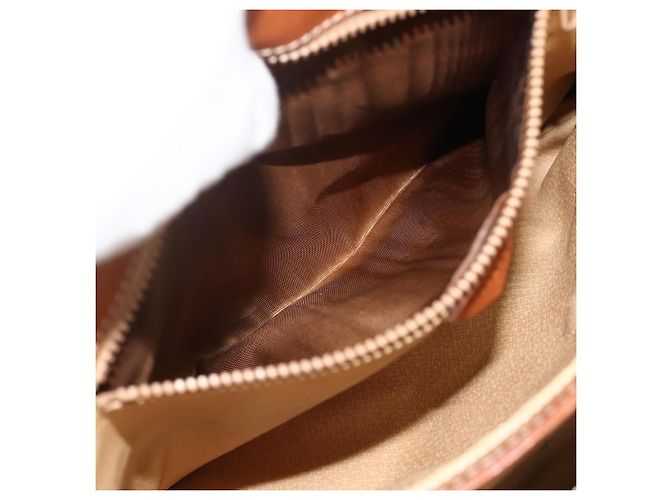 Céline Borsa CELINE Macadam Canvas PVC Pelle Marrone Oro Auth 179062 D'oro - vista 11