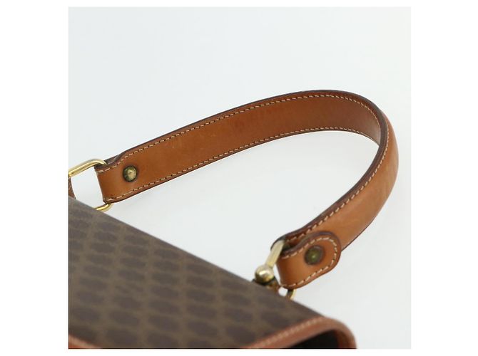 Céline Borsa CELINE Macadam Canvas PVC Pelle Marrone Oro Auth 179062 D'oro - vista 14
