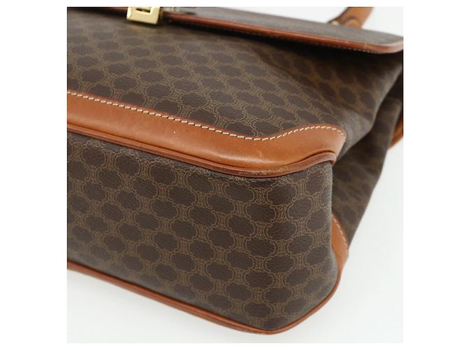 Céline Borsa CELINE Macadam Canvas PVC Pelle Marrone Oro Auth 179062 D'oro - vista 15