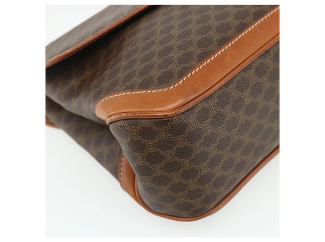 Céline Borsa CELINE Macadam Canvas PVC Pelle Marrone Oro Auth 179062 D'oro - vista 16