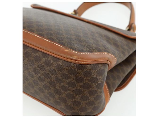 Céline Borsa CELINE Macadam Canvas PVC Pelle Marrone Oro Auth 179062 D'oro - vista 17