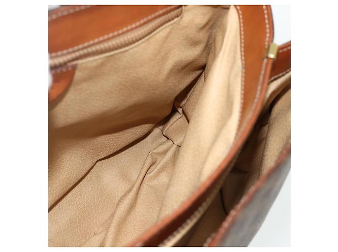 Céline Borsa CELINE Macadam Canvas PVC Pelle Marrone Oro Auth 179062 D'oro - vista 20