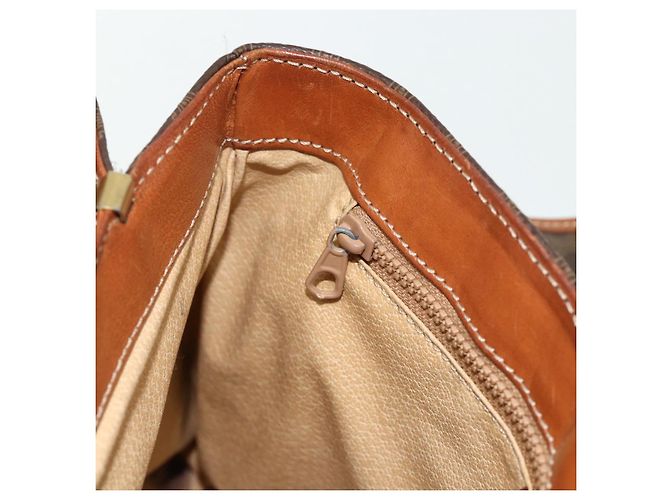Céline Borsa CELINE Macadam Canvas PVC Pelle Marrone Oro Auth 179062 D'oro - vista 22