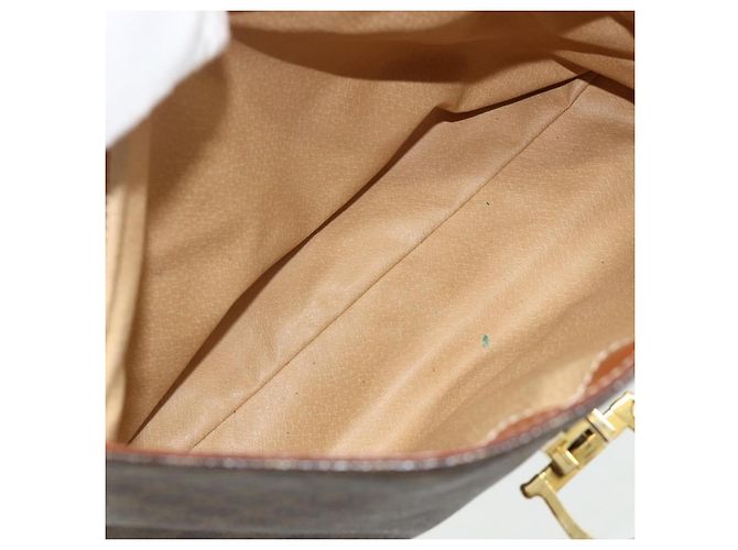 Céline Borsa CELINE Macadam Canvas PVC Pelle Marrone Oro Auth 179062 D'oro - vista 23