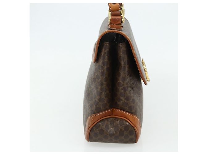Céline Borsa CELINE Macadam Canvas PVC Pelle Marrone Oro Auth 179062 D'oro - vista 3