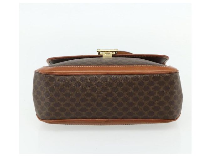 Céline Borsa CELINE Macadam Canvas PVC Pelle Marrone Oro Auth 179062 D'oro - vista 5