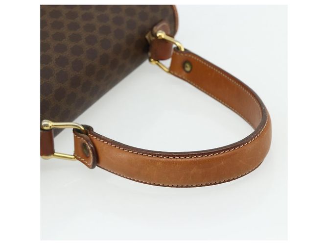 Céline Borsa CELINE Macadam Canvas PVC Pelle Marrone Oro Auth 179062 D'oro - vista 7