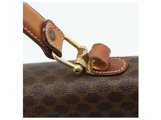Céline Borsa CELINE Macadam Canvas PVC Pelle Marrone Oro Auth 179062 D'oro - vista 8