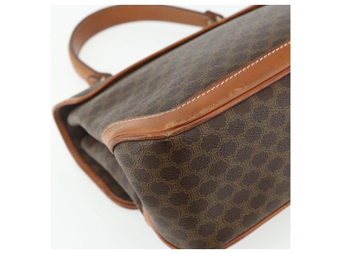 Céline Borsa CELINE Macadam Canvas PVC Pelle Marrone Oro Auth 179062 D'oro - vista 9