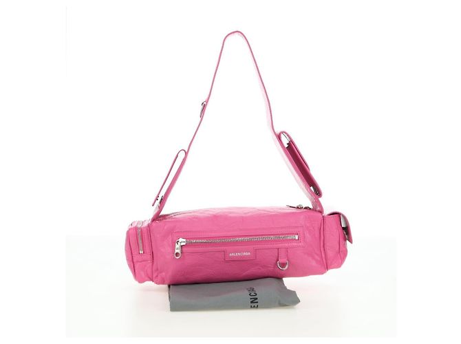 BALENCIAGA Borsa a Spalla Super Busy in Pelle Rosa Argento 762516 Auth 177134SM - vista 12