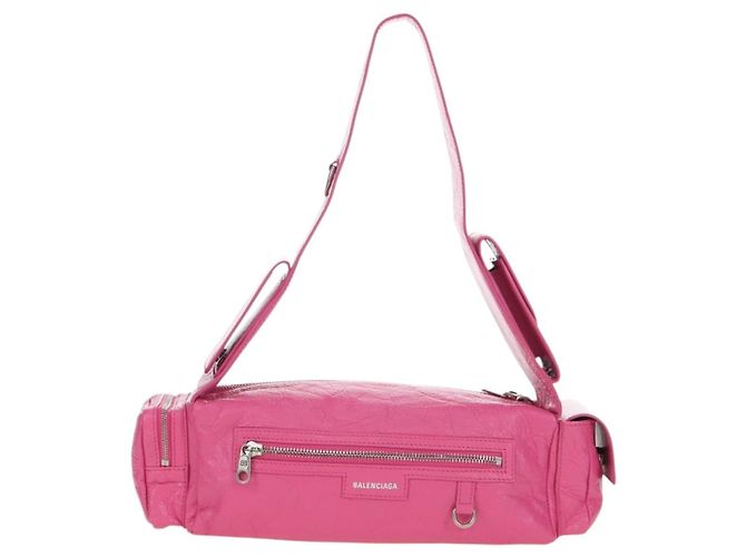 BALENCIAGA Borsa a Spalla Super Busy in Pelle Rosa Argento 762516 Auth 177134SM - vista 13