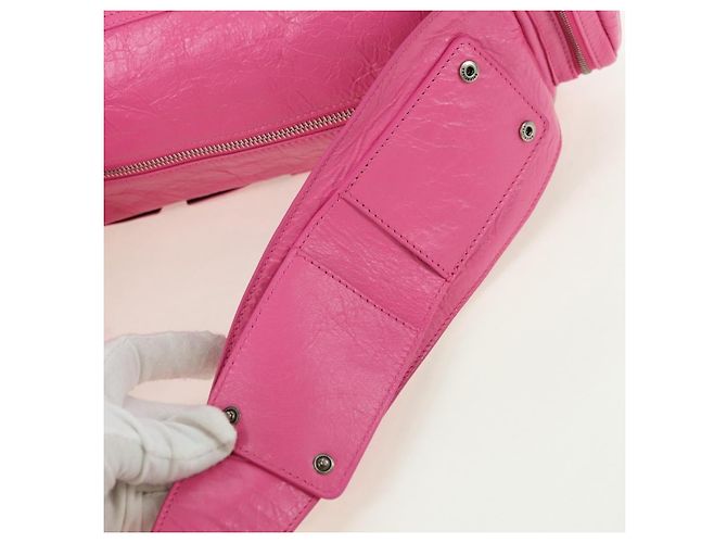 BALENCIAGA Borsa a Spalla Super Busy in Pelle Rosa Argento 762516 Auth 177134SM - vista 16