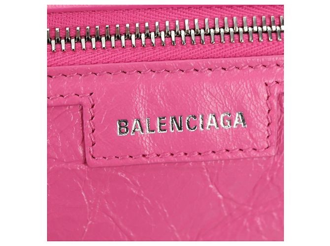 BALENCIAGA Borsa a Spalla Super Busy in Pelle Rosa Argento 762516 Auth 177134SM - vista 18