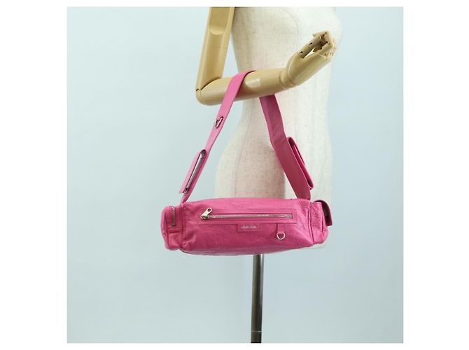 BALENCIAGA Borsa a Spalla Super Busy in Pelle Rosa Argento 762516 Auth 177134SM - vista 24