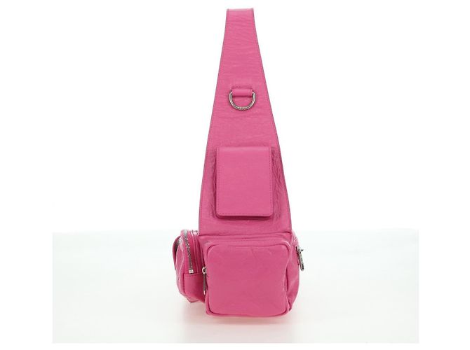 BALENCIAGA Borsa a Spalla Super Busy in Pelle Rosa Argento 762516 Auth 177134SM - vista 4