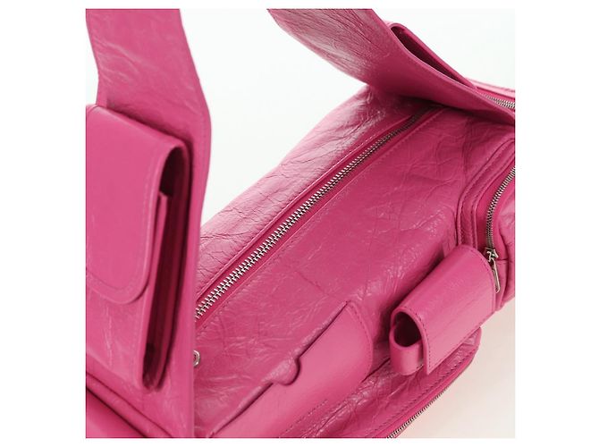 BALENCIAGA Borsa a Spalla Super Busy in Pelle Rosa Argento 762516 Auth 177134SM - vista 5