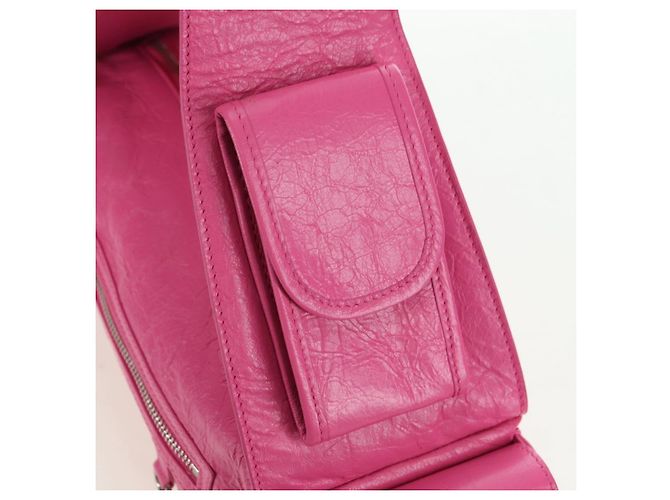 BALENCIAGA Borsa a Spalla Super Busy in Pelle Rosa Argento 762516 Auth 177134SM - vista 7