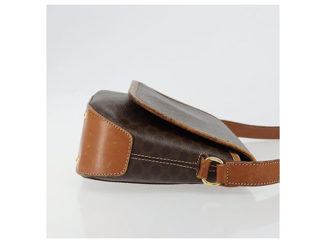 Céline Borsa a Spalla CELINE Macadam Canvas PVC Pelle Marrone Oro Auth BA12386 D'oro - vista 3