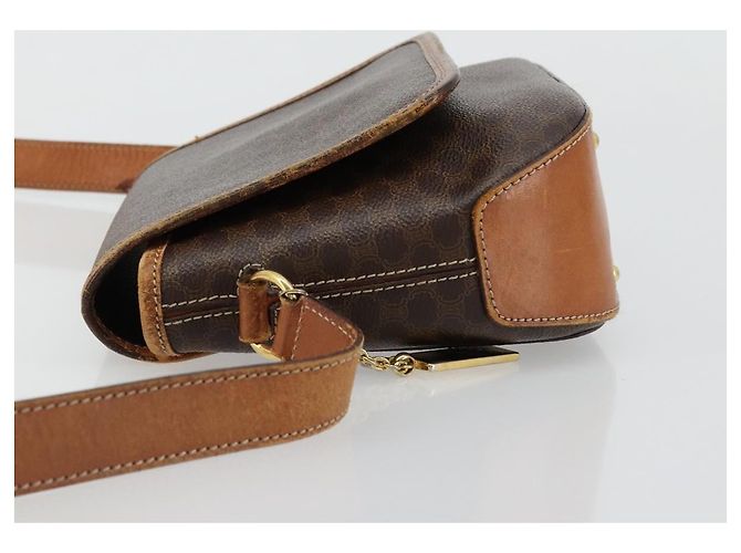 Céline Borsa a Spalla CELINE Macadam Canvas PVC Pelle Marrone Oro Auth BA12386 D'oro - vista 4