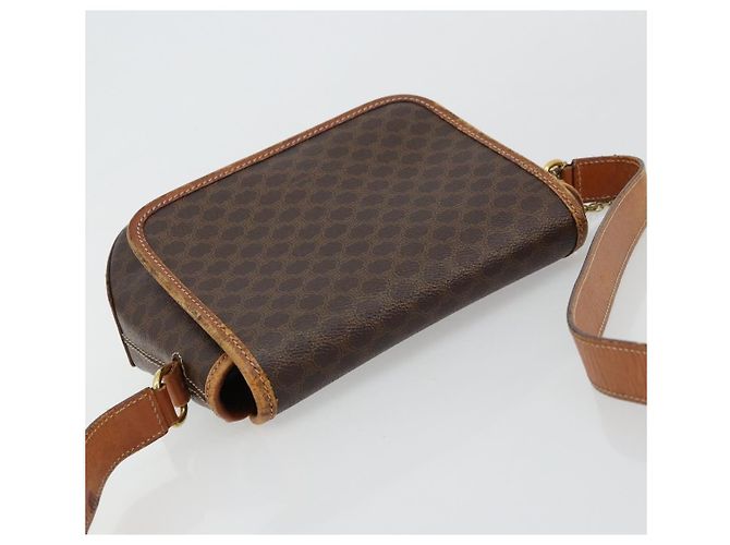 Céline Borsa a Spalla CELINE Macadam Canvas PVC Pelle Marrone Oro Auth BA12386 D'oro - vista 6