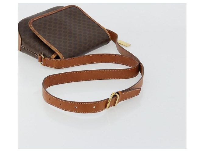 Céline Borsa a Spalla CELINE Macadam Canvas PVC Pelle Marrone Oro Auth BA12386 D'oro - vista 7