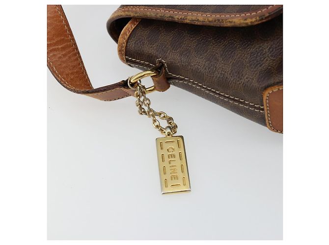 Céline Borsa a Spalla CELINE Macadam Canvas PVC Pelle Marrone Oro Auth BA12386 D'oro - vista 9