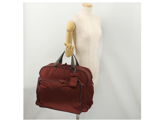 Borsa Boston PRADA Sports Nylon Bordeaux Argento Auth ti3840 Bordò - vista 26