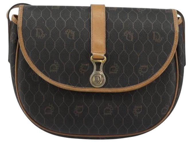Borsa a Spalla Christian Dior Honeycomb Canvas PVC Nero Oro Auth 178065 D'oro - vista 13