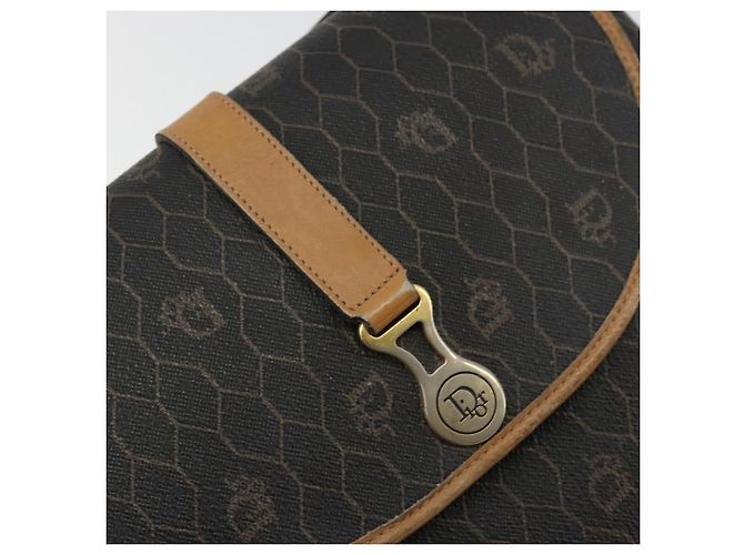 Borsa a Spalla Christian Dior Honeycomb Canvas PVC Nero Oro Auth 178065 D'oro - vista 17