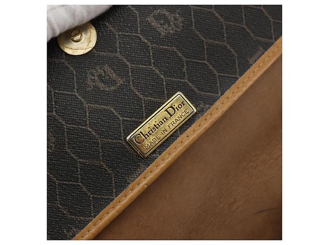 Borsa a Spalla Christian Dior Honeycomb Canvas PVC Nero Oro Auth 178065 D'oro - vista 18