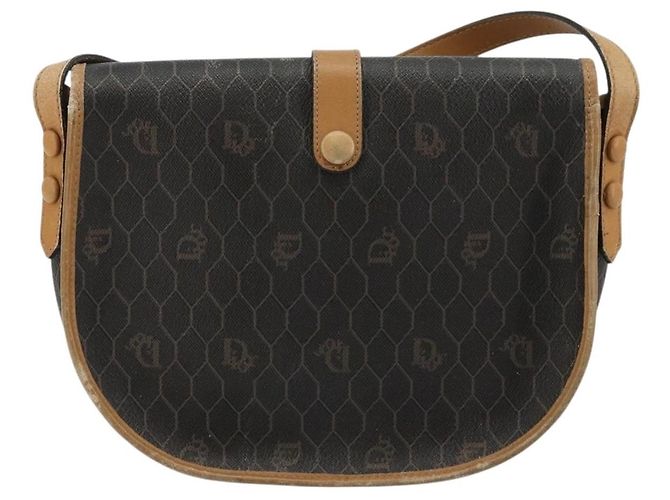 Borsa a Spalla Christian Dior Honeycomb Canvas PVC Nero Oro Auth 178065 D'oro - vista 2