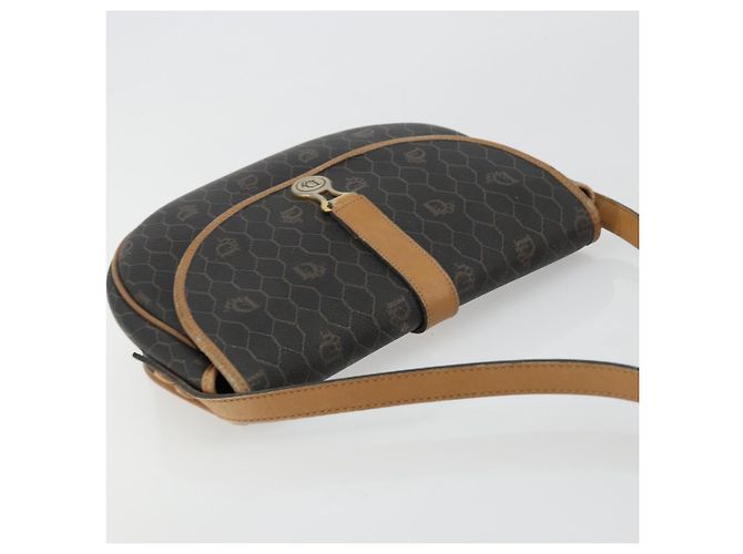 Borsa a Spalla Christian Dior Honeycomb Canvas PVC Nero Oro Auth 178065 D'oro - vista 6