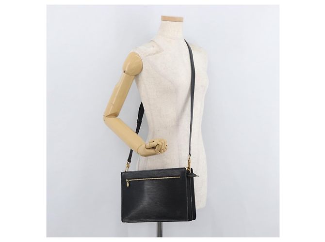 LOUIS VUITTON Epi Angian Shoulder Bag 2way Black M52112 LV Auth 179017 Noir - vue 27